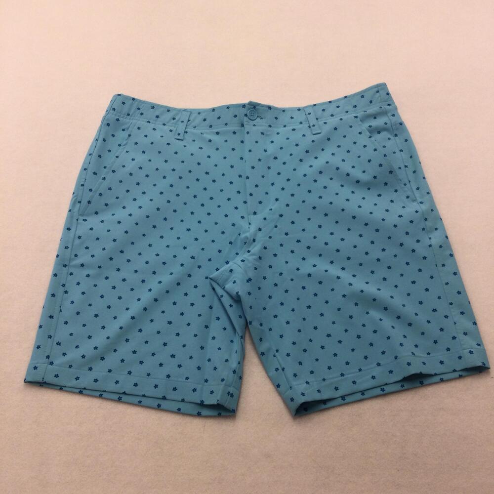 Under Armour Golf Shorts Mens 36 Blue Floral Microfiber Chino Stretch 10 Inseam
